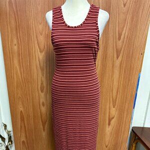 Marine :Ayer Burgundy Stripe Sleeveless Maxi Dress Scoop Neck Body Con S Small